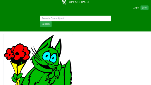 openclipart圖庫：Green Cat With Flowers-資源代表圖