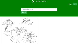 openclipart圖庫：Four Female Angels Line Art-資源代表圖