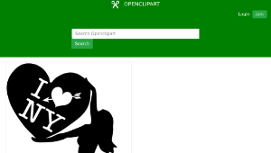 openclipart圖庫：Woman With Big Heart Loves NY Black And White-資源代表圖