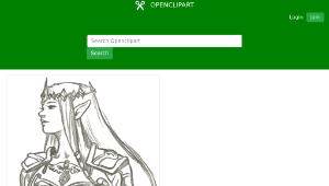 openclipart圖庫：Elf Princess Line Art縮圖