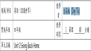 四年級英語Unit 2 Going Back Home-資源代表圖