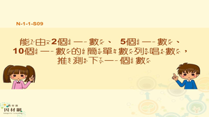 由2個一數、5個一數、10個一數的簡單數列唱數，推測下一個數