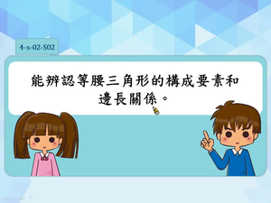 能辨認等腰三角形的構成要素和邊長關係