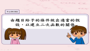 能由題目給予的條件做出適當的假設，以建立二次函數的關係
