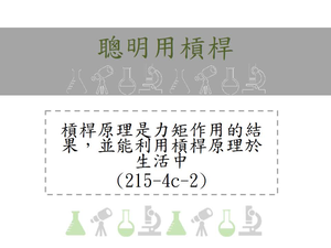 知道槓桿原理是力矩作用的結果，並且能利用槓桿原理應用於生活中，如中藥店的秤桿使用方法