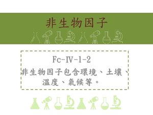 非生物因子包含環境、土壤、溫度、氣候等