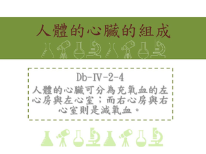 人體的心臟可分為充氧血的左心房與左心室；而右心房與右心室則是減氧血