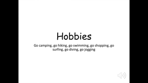 休閒活動-Hobbies -go camping, go hiking, go swimming, go shopping, go surfing, go diving, go jogging-資源代表圖
