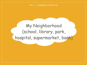 地點-My Neighborhood -school, library, park, hospital, supermarket, bank-資源代表圖