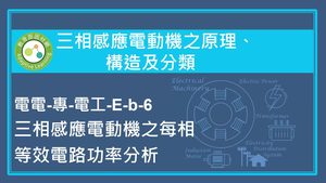 三相感應電動機之原理,構造及分類-三相感應電動機之每相等效電路功率分析