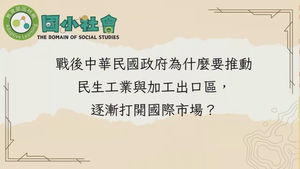 戰後中華民國政府為什麼要推動民生工業與加工出口區，逐漸打開國際市場？-資源代表圖
