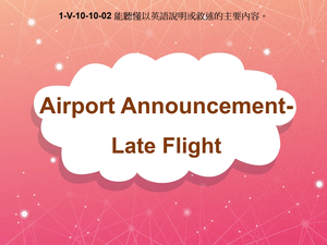 1-Ⅴ-10-10-02 Airport Announcement- Late Flight縮圖