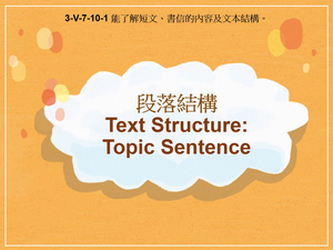 3-Ⅴ-07-10-01 段落結構Text Structure: Topic Sentence縮圖