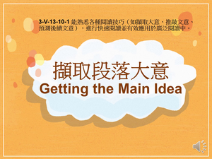 3-Ⅴ-13-10-01 擷取段落大意 Getting the Main Idea縮圖