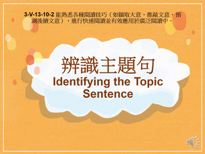 3-Ⅴ-13-10-02 辨識主題句 Identifying the Topic Sentence縮圖