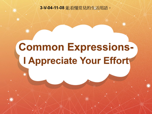 3-Ⅴ-04-11-08 Common Expressions- I appreciate your effort-資源代表圖