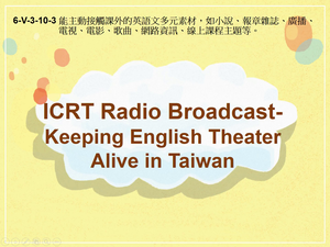 6-Ⅴ-03-10-03 ICRT Radio Broadcast-Keeping English Theater Alive in Taiwan縮圖