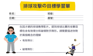 國中體育排球攻擊目標和攔網選擇-學習單縮圖