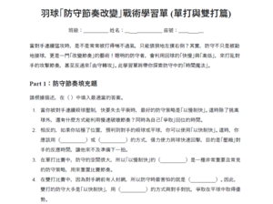 國中體育羽球防守節奏改變戰術-學習單 (單打與雙打篇)縮圖