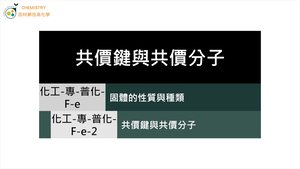 化工-專-普化-F-e-2 共價鍵與共價分子 ( 化學鍵／分子／化合物性質 ).mp4縮圖