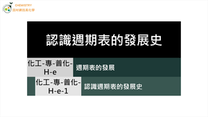 化工-專-普化-H-e-1 認識週期表的發展史 ( 週期表／門得列夫／規律性 ).mp4縮圖