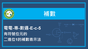 補數-有符號位元的二進位1的補數表示法縮圖