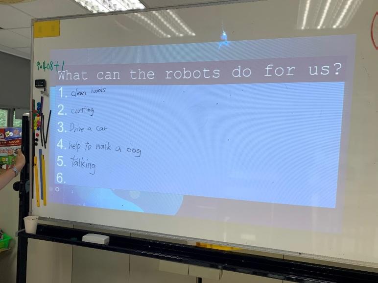 學生思考機器人在生活中扮演什麼角色